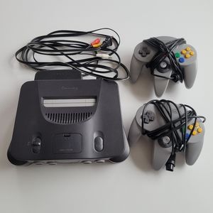 Nintendo Console with Gray Controllers
